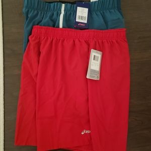 2 Mens asics running shorts L 5 inch